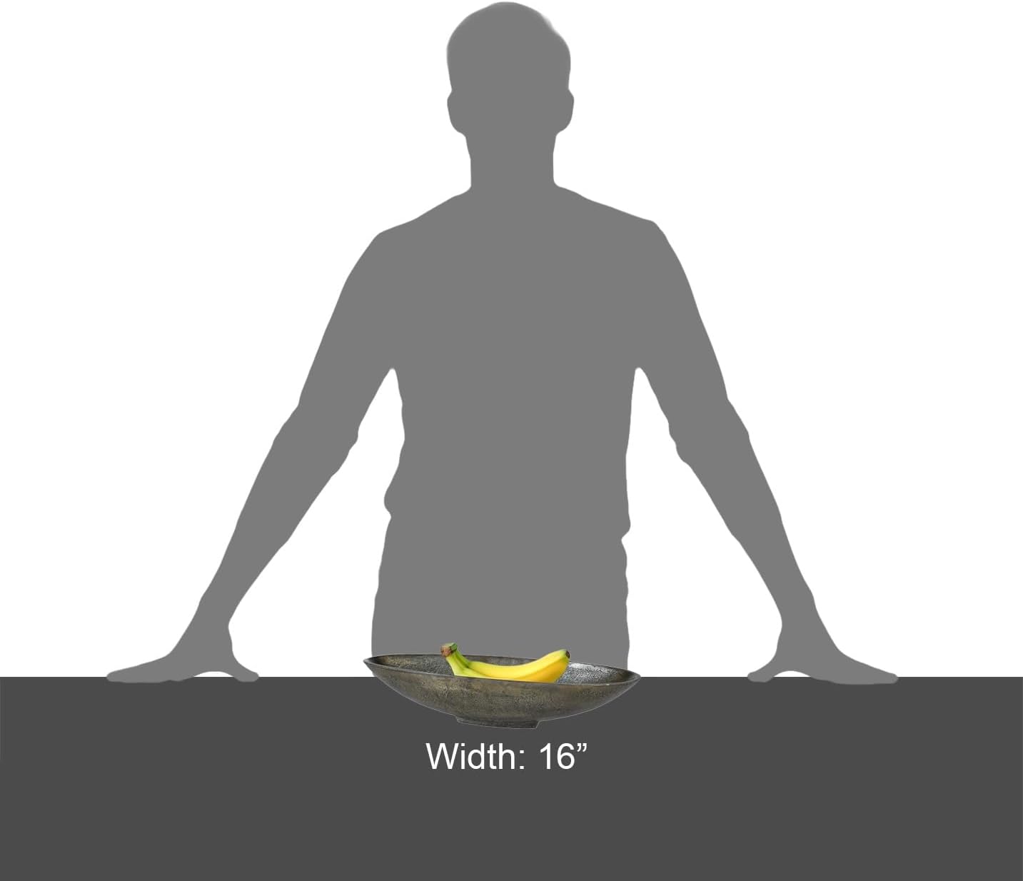 Red Co 16 Inch Long Oval Decorative Aluminum Centerpiece Bowl in Silver