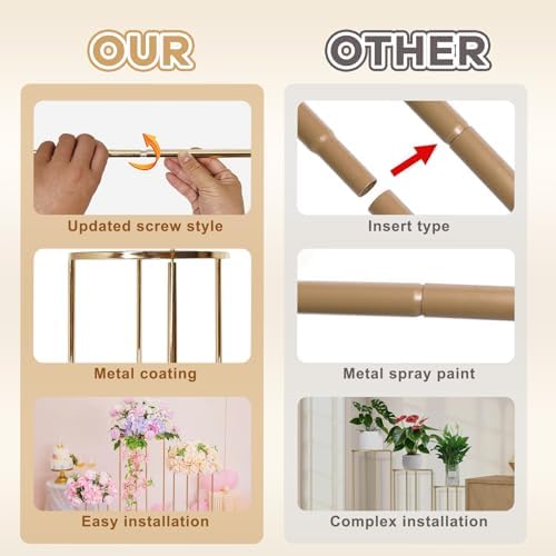 3pcs Gold Metal Plant Stand Pedestal for Display Wedding Events