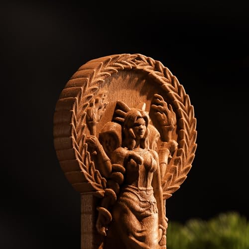 Wooden Hecate Statue - Triple Goddess Decor Sculpture