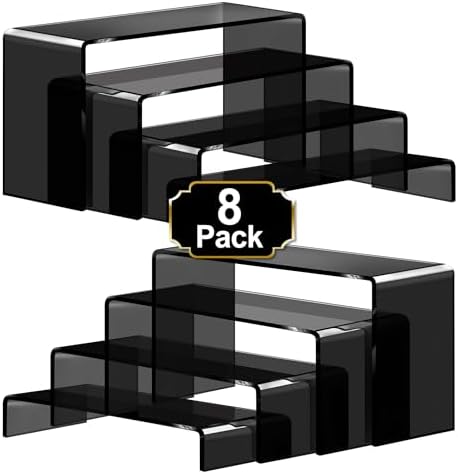 Aheroi Acrylic Risers 8 Pcs 2 Set Black Display Stands