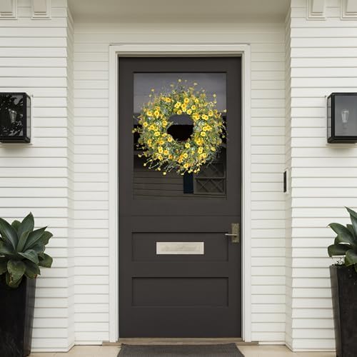 Sggvecsy 24 Inch Yellow Daisy Wreath Decor