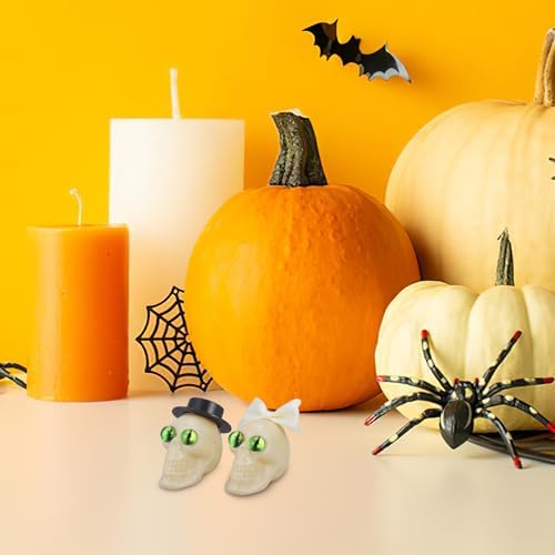 LUOZZY Halloween Bride Groom Skull Figurine Green