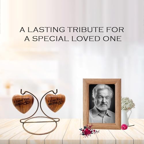 Wooden Dual Heart Keepsake Urn for Ashes