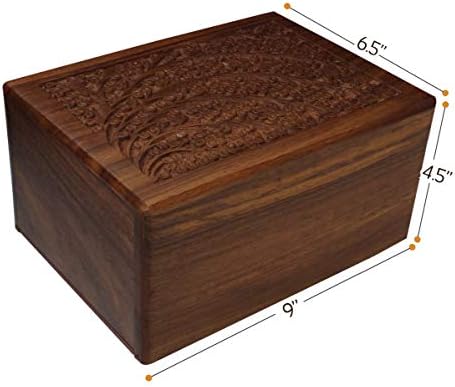Tree of Life Hand-Carved Rosewood Urn Box Large