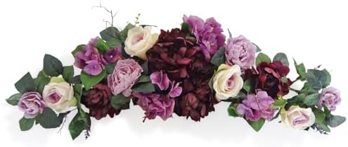 32 Inch Eggplant Rose Peony Swags - Floral Wall Decor