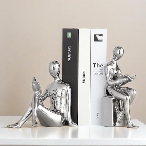 Elegant Ceramic Bookends Set of 2 Silver