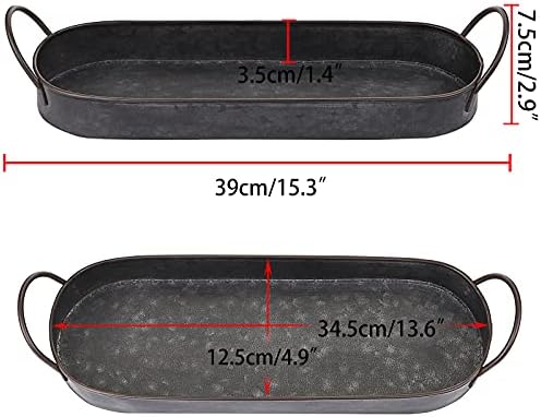 Hipiwe Rustic Metal Serving Tray with Handles 1