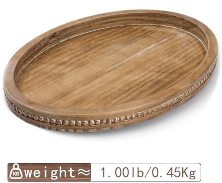Oval Decorative Tray with Wood Bead Garland - 16x118in