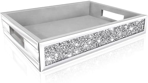 Wocred Mirror Perfume Tray with Diamond Design