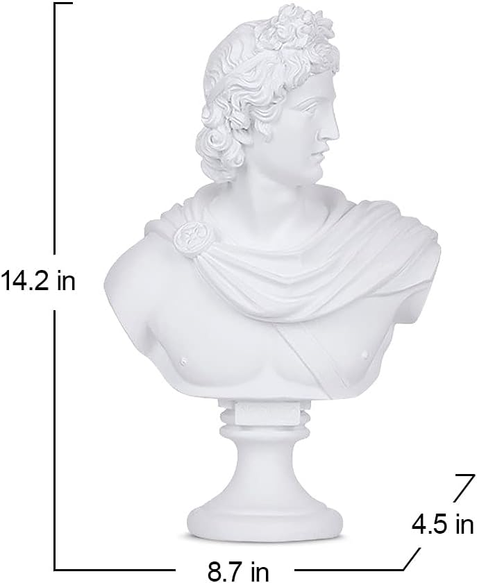 YUEOECOR 142 Inch Greek Apollo Bust Sculpture for Home Dcor