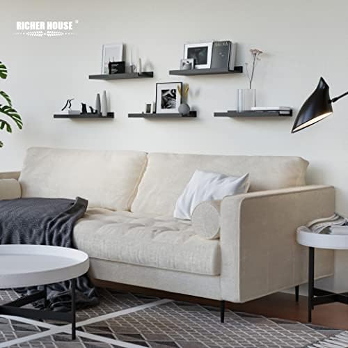 RICHER HOUSE 5 Piece Floating Wall Shelves Black
