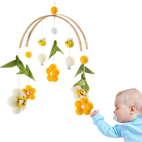 Handmade Wooden Crib Mobile with Bees
