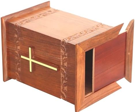 Wooden Urn Box for Adult Ashes Brass Cross Urns Decorative Handmade Urn
