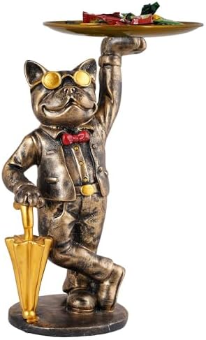 Basant Craft Cool Dog Sculpture with Plate for Home Decor