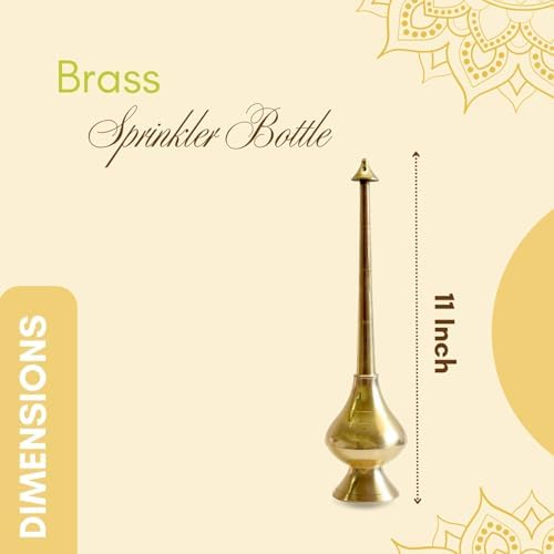 Vedic Charya Brass Sprinkler Bottle - 11 Inch Pooja Use