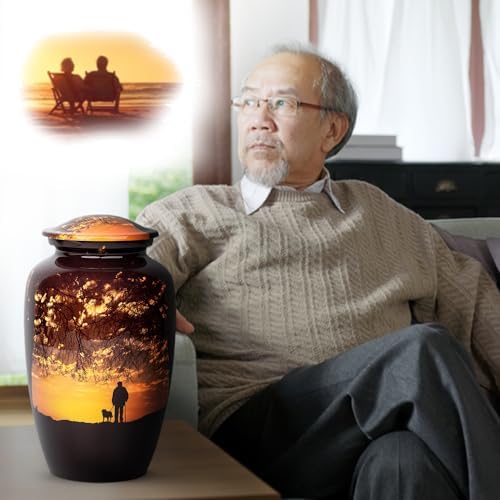 Sunset Cremation Urn for Adult Male - 200 Lbs Brown Decorative Urn