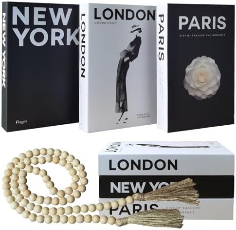 Gocelufe Decorative Book Set with Wood Bead Tassels