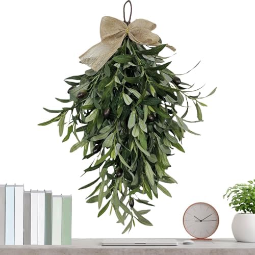 Olive Teardrop Swag Wreath Pendant 236 Inch Front Door Hanger Decor