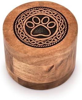 Kimona Wooden Pet Urn with Black Paw Design