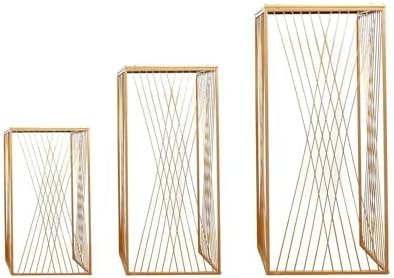Efavormart Set of 3 Gold Metal Rectangular Pedestal Stands