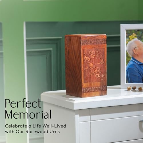 Cherry Blossoms Wooden Cremation Urn for Adult 10 Inch
