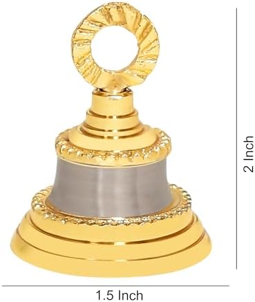2 Height Golden-Silver Indian Brass Bells for Home Decoration