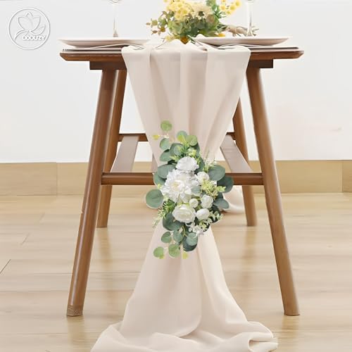White Artificial Wedding Arch Flowers Set of 2 for Welcome Ceremony