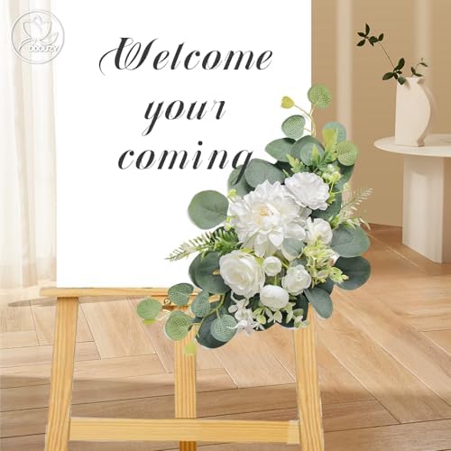 White Artificial Wedding Arch Flowers Set of 2 for Welcome Ceremony