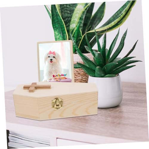 Amosfun Small Wooden Coffin Jewelry Organizer with Unique Lid