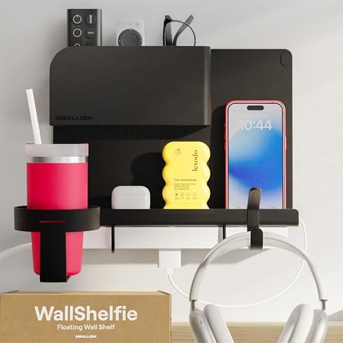 WallShelfie Floating Bedside Shelf Organizer - Black