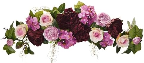 32 Inch Eggplant Rose Peony Swags - Floral Wall Decor