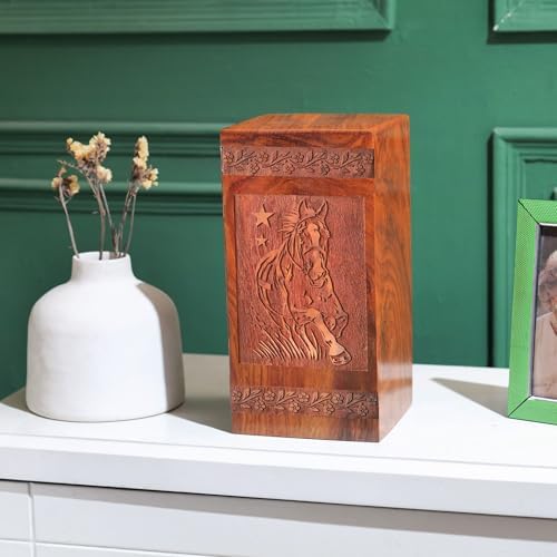 Wooden Urn Horse - Keepsake Burial Urn for Ashes