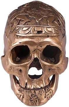 FENGSHUI-CAISHEN Brass Skull Head Sculptures - Unique Halloween Decor for Home and Office