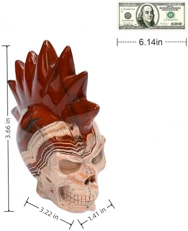 Crystal Skull Head Sculpture - Natural Red Jasper Decor