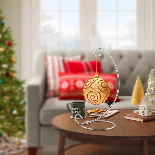 Abom 3 Pack 9in Ornament Display Stand with Silver Iron Hanging Hook for Home Decor and Party Use