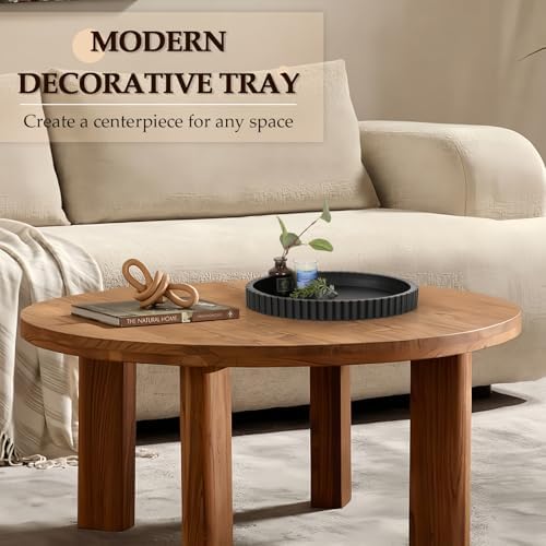 Oval Black Concrete Coffee Table Tray 13 Inches