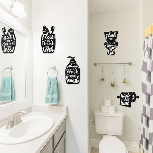 Funny Bathroom Wall Decor Signs Set of 4