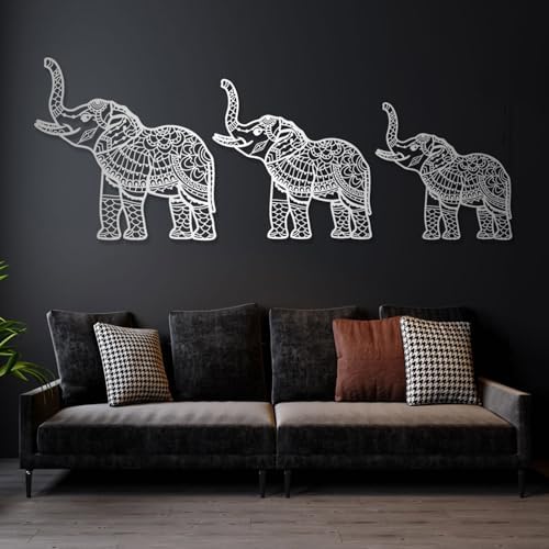 Cadeali Elephant Metal Wall Art Set of 3 1