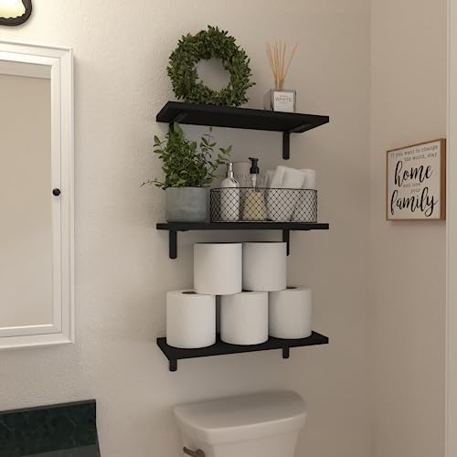 WOPITUES Floating Shelves Set of 6 - Black