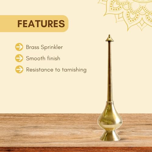 Vedic Charya Brass Sprinkler Bottle - 11 Inch Pooja Use