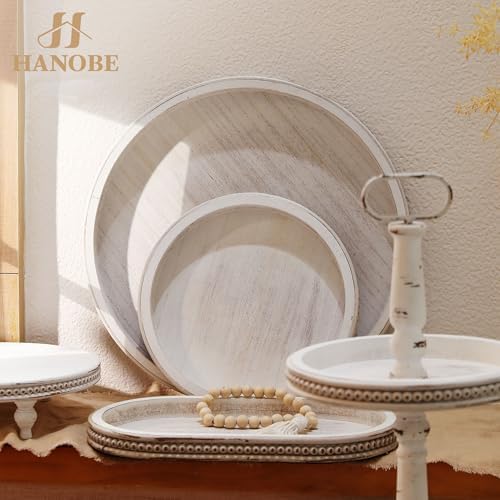 Hanobe Large Round Decorative Tray for Home