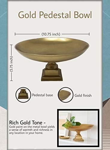 Serene Spaces Living Gold Pedestal Bowl - Table Centerpiece with Rich Gold Color 1075 Diameter 575 Tall