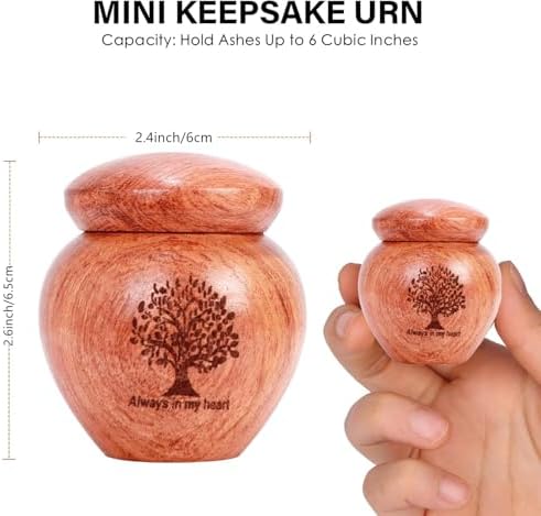 Small Wood Keepsake Urn for Human Ashes with Tree of Life Pattern