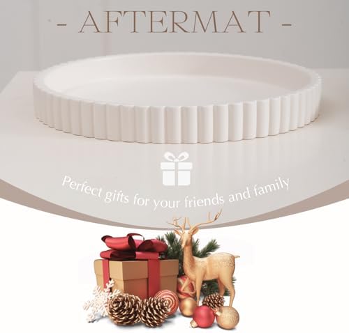 Aftermat Decorative Tray Round 11 Inch White Concrete