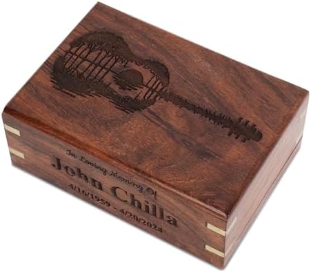 Personalized Rosewood Urns for Human or Pet Ashes Guitar Engraved Cremation Urn