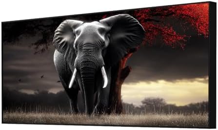 Lumwif Elephant Wall Art Red and Black