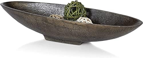 Red Co 16 Inch Long Oval Decorative Aluminum Centerpiece Bowl in Silver