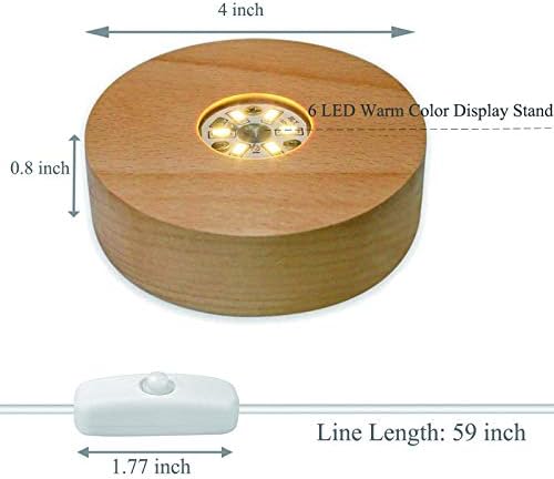 4 LED Wood Display Base for Crystals and Glass Art