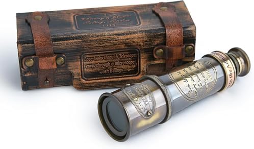 Vintage Brass Spyglass Telescope in Leather Box