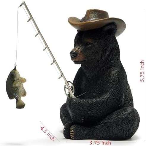 Hodao Black Bear Fishing Statue Home Decor